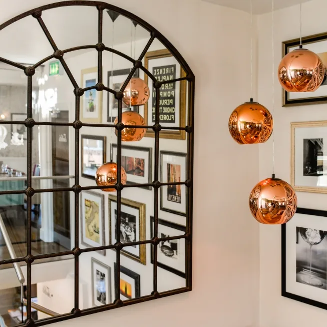 Portcullis mirror in a the function room at The Tickled Trout